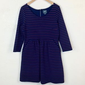 Anthropologie Navy and Red Striped Dress